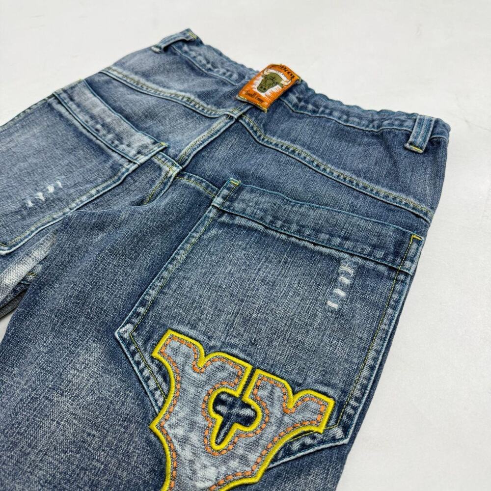 Vintage y2k grunge embroidered rare distressed baggy faded jeans - Picture 2 of 6
